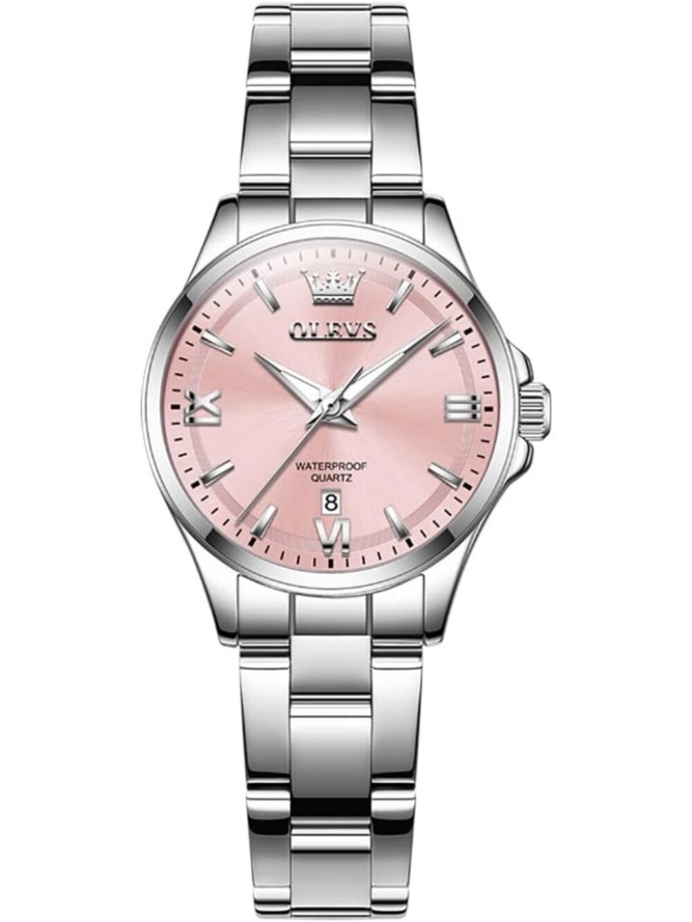 Women's Pink Stainless Steel Dress Analog Luminous Fashionable Wrist Watches